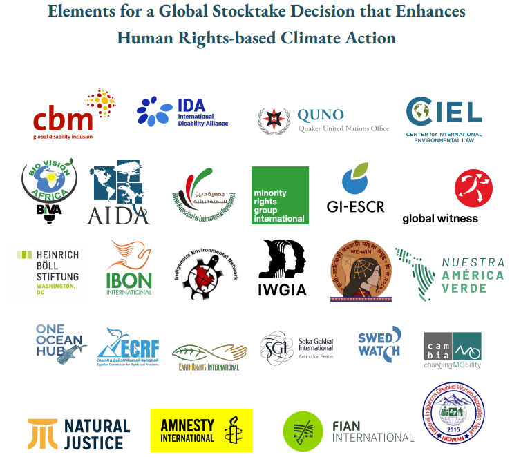 Elementos para una decisión de la Evaluación Global (GST) que mejore la Acción Climática basada en los Derechos Humanos.